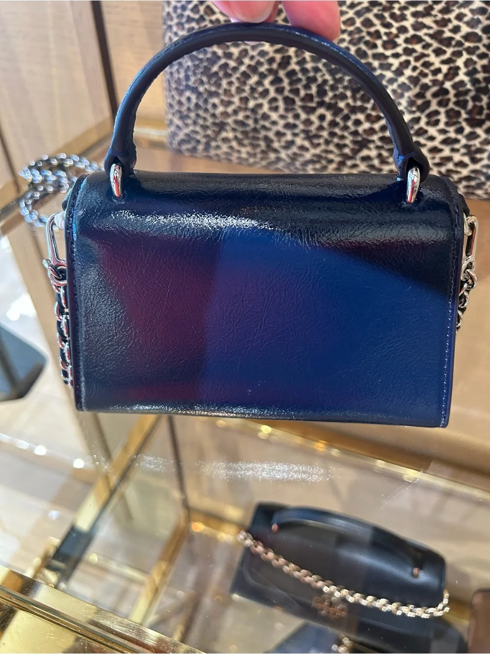 Tory Burch Britten blue patten Shoulder & Top-Handle Bag mini - Brown/Black